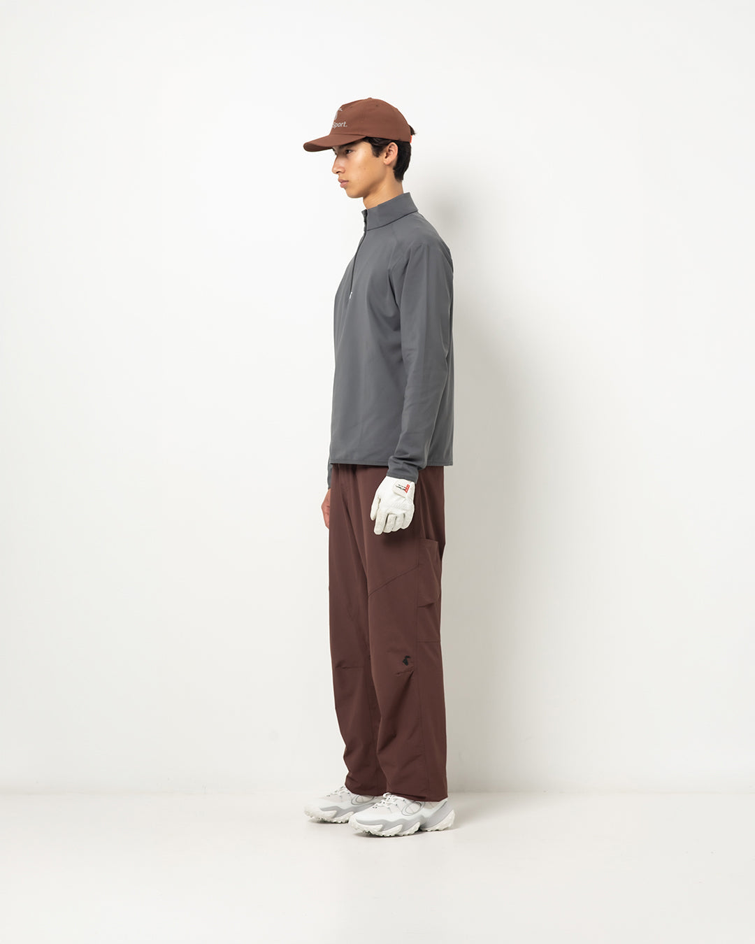 Cozy QuarterZip in Slate Grey — three-quarter view