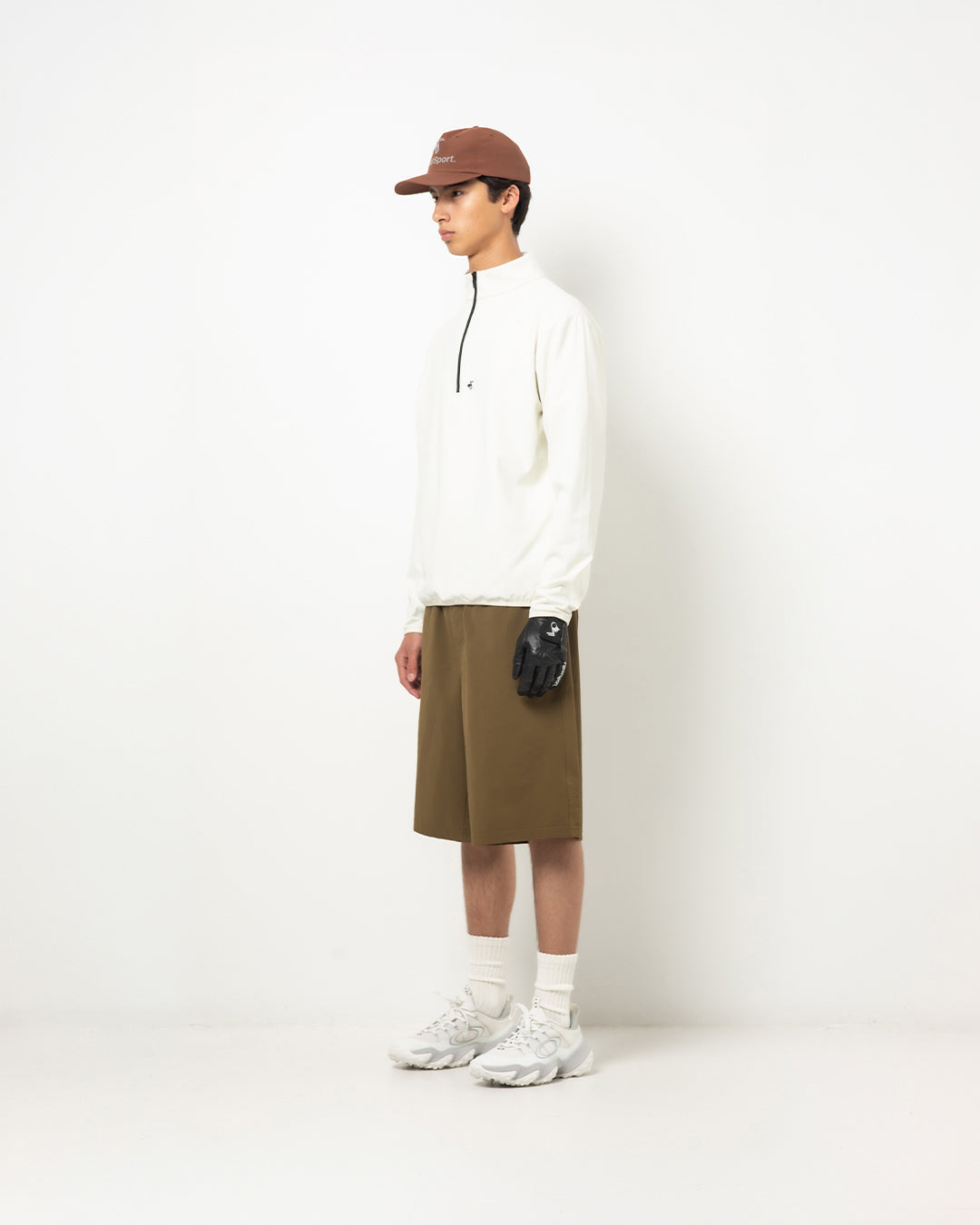Cozy QuarterZip in Cream — three-quarter view